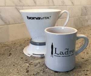 Making Home Brewing Easy with a Bona Vita Immersion Dripper Brewer and a Caffe Ladro diner mug