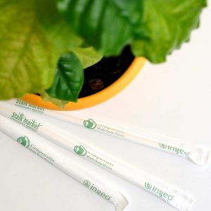 Ladro compostable straws with a coffee plant